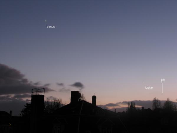 Venus und Jupiter am 22.12.2008 um 16.56 MEZ.